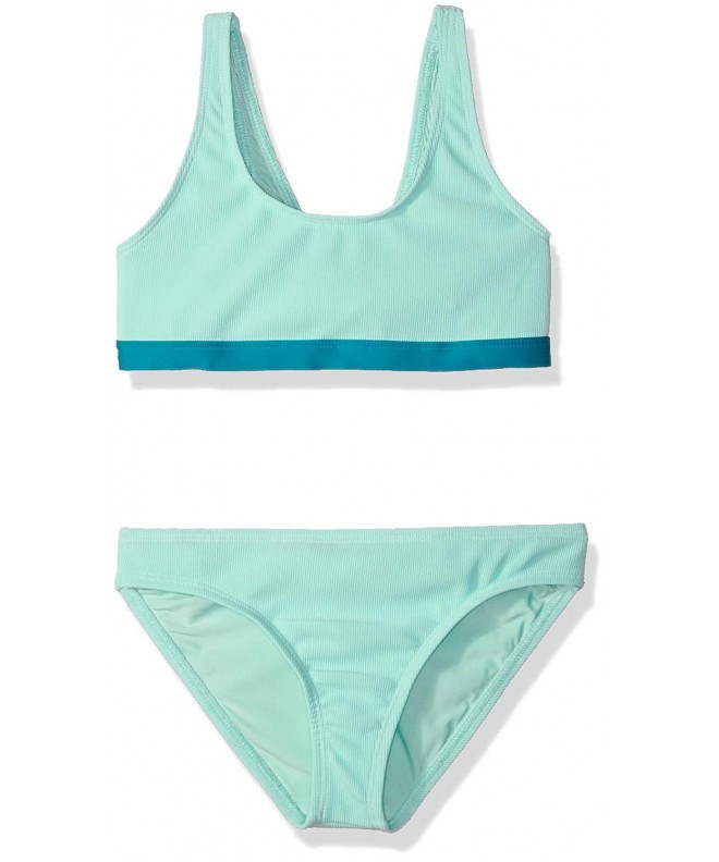 Big Girls' Sport Bralette Bikini Top and Swimsuit Bottom - Aqua ...