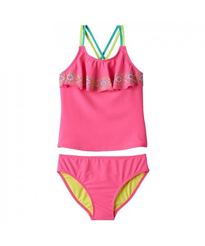 Girls Neon Tankini Swimsuit Set