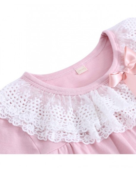Kids Girls Cotton Lace Nightgown Long Sleeve Solid Sleepwear Top ...
