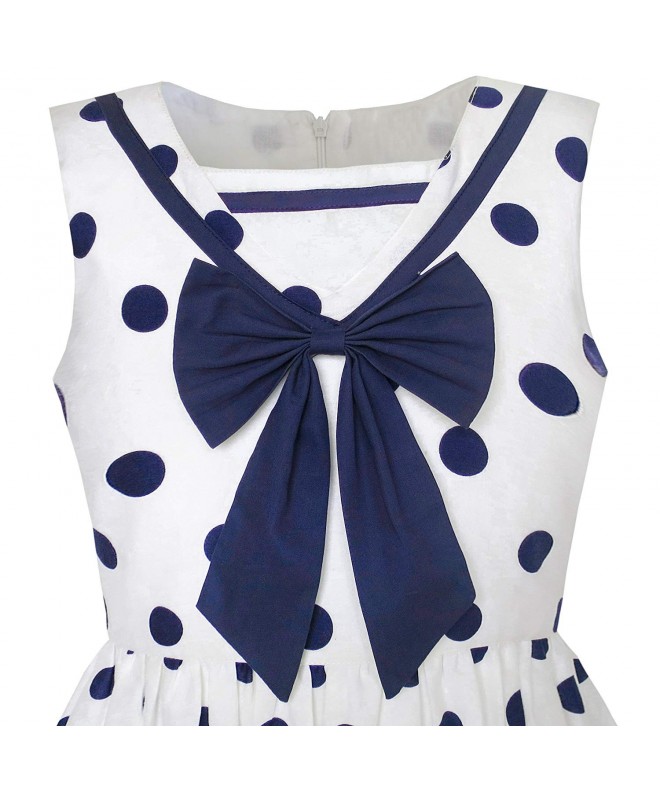 Girls Dress Navy Blue Dot Bow Tie Back School Size 5-12 - Blue ...