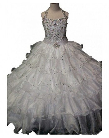 Halter Beaded Crystals Pageant Dresses