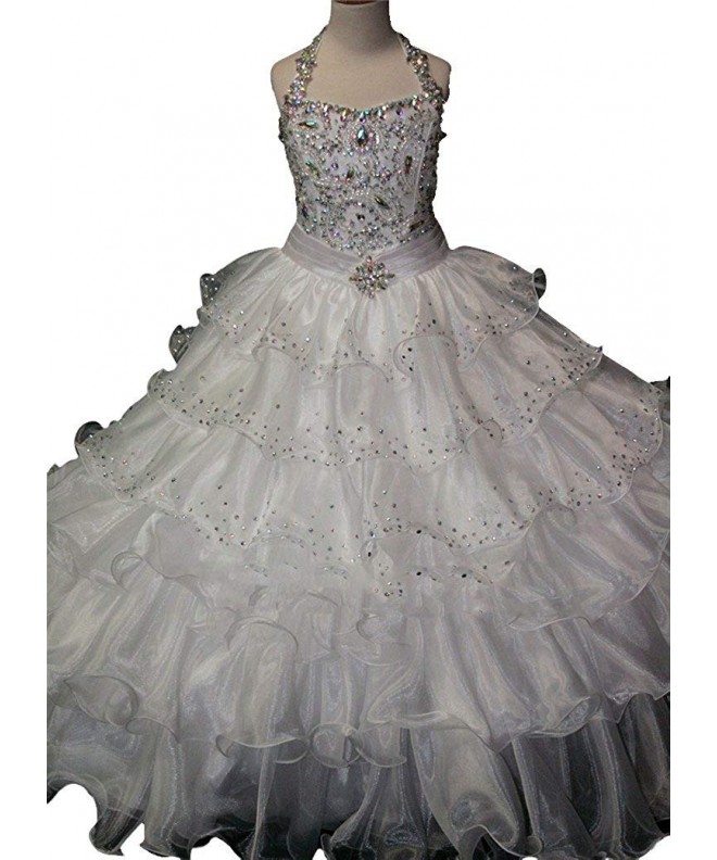 Halter Beaded Crystals Pageant Dresses