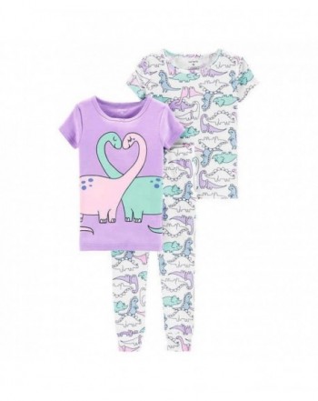Girls Purple Dinosaur 3 Piece Pajama