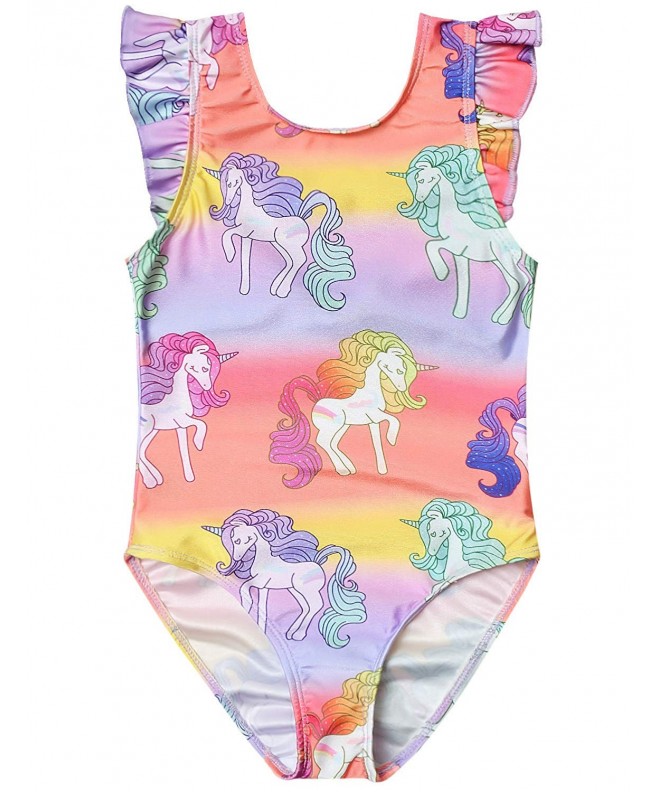Swimsuits for Girls Unicorn Bathing Suits Flutter Sleeve One Piece ...