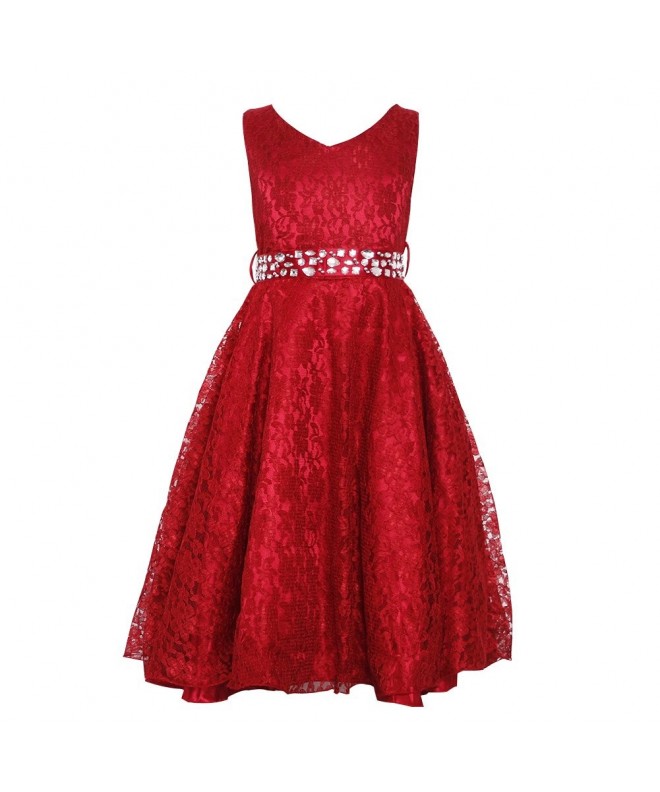 Kids Girls A Line Lace Formal Gown Dress with Crystal Rhinestone ...