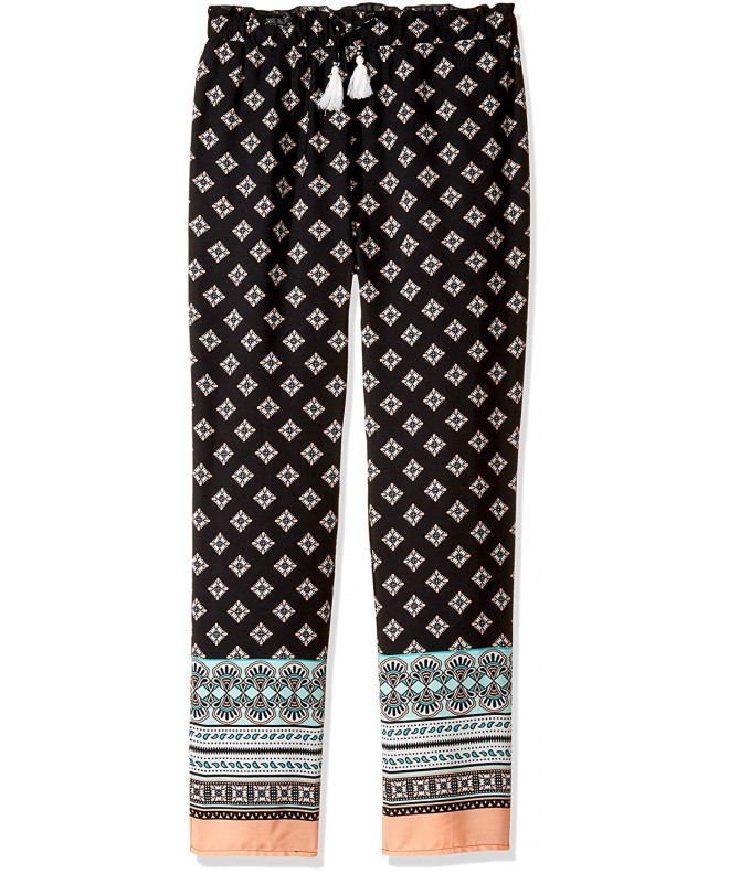 Girls' Big Printed Soft Pants with Elastic Waistband and Tassel Tie ...