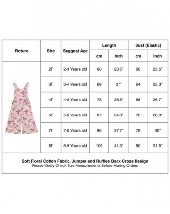 Girls Pink Floral Ruffles Summer Cotton Overalls Pants - CH18DILX9XZ