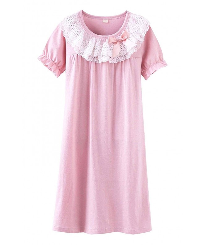 Wsorhui Little Girls Princess Nightgown Cotton Lace Bowknot Sleepwear Nightdress