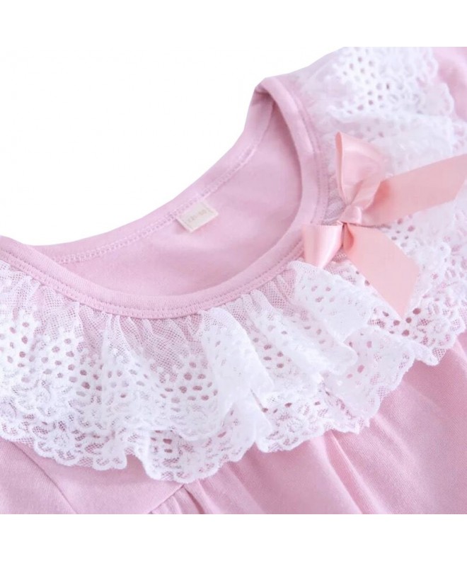 Cute Little Girls Princess Nightgown Cotton Lace Bowknot Sleepwear ...