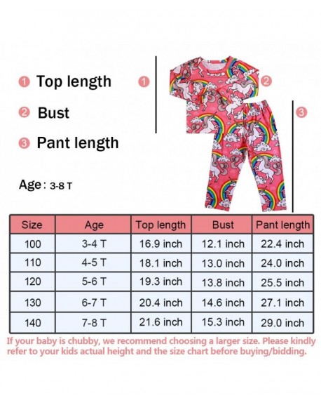 Toddler Kid Little Girls Cute Unicorn Pajamas Sets PJS 2Pcs Rainbow ...