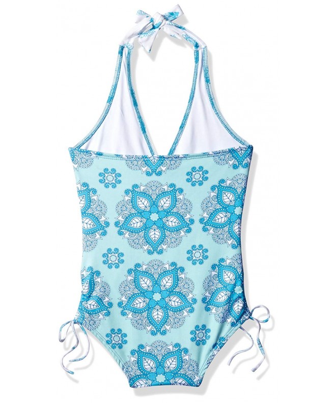 Girl's Halter One Piece - India Rose Turquoise - CH12I1YETC3