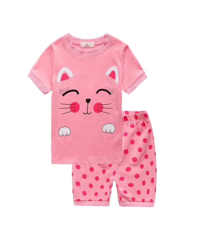 Baby Girl Cute Pajamas - Kids Cat Printed Tops + Shorts Outfit Set ...
