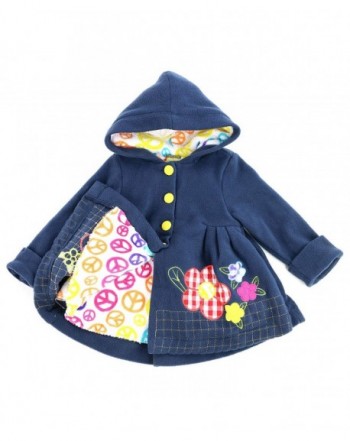 Toddlers and Girls (2-7/8) Peace & Flowers Fleece Hooded Swing Coat ...