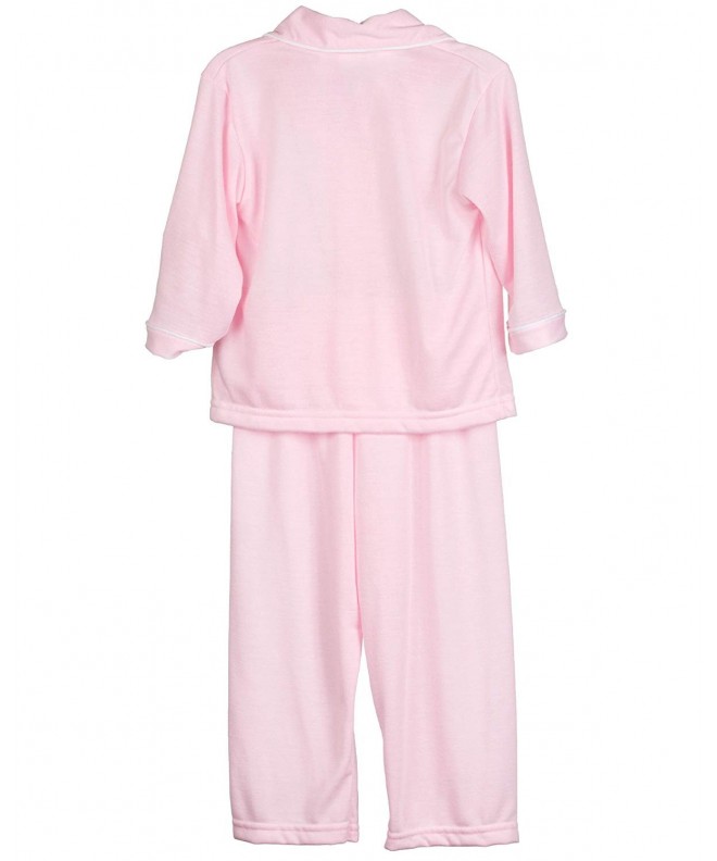 Little Girls Pink Tailored Button Pajama Set - Pink - CB113GSE763