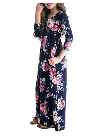 Foshow Floral Dresses Casual Pockets