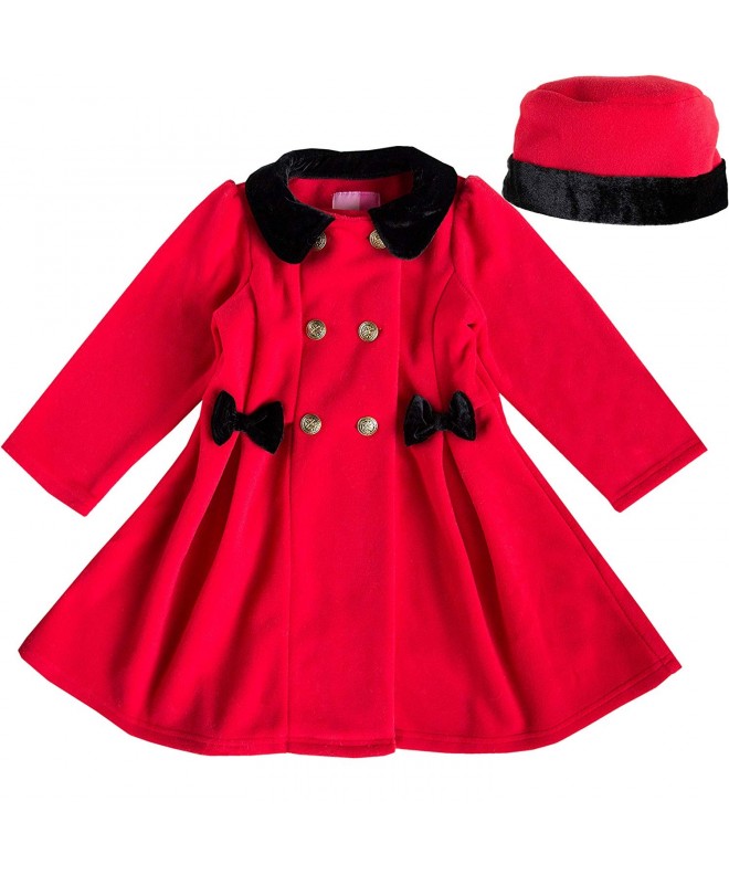 Red Double Breasted Bow Coat with Gold Buttons - Velvet Collar and ...