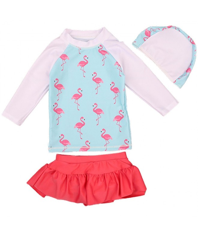 JELEUON Long Sleeve Flamingo Swimsuits Beachwear