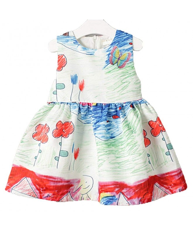 Girls Sleeveless Graffiti Casual Dress with Embroidery Butterfly ...