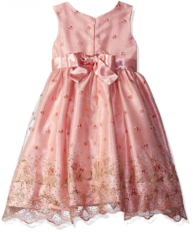Girls' Little Embroider Sequins/mesh W Side Roses - Blush - CH12O3XYN70