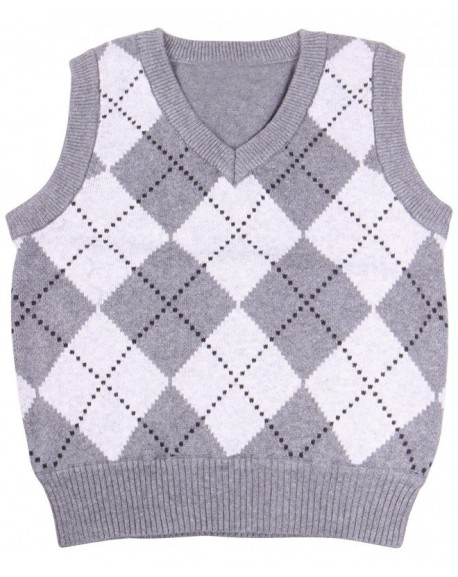 Kids School Uniform Knit Sweater V-Neck Vest Argyle Pattern Pullover ...