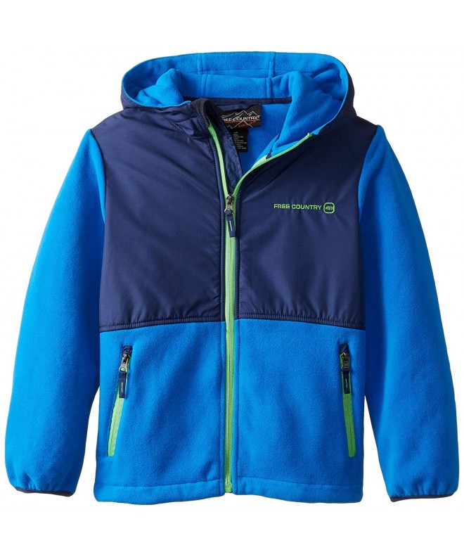 Boys' Fleece Full-Zip Hooded Jacket - Electric Blue - CM11XV6HDDT