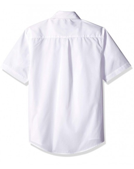 School Uniform Boys Short Sleeve Classic Dress Shirt - White - CG112CA98MD