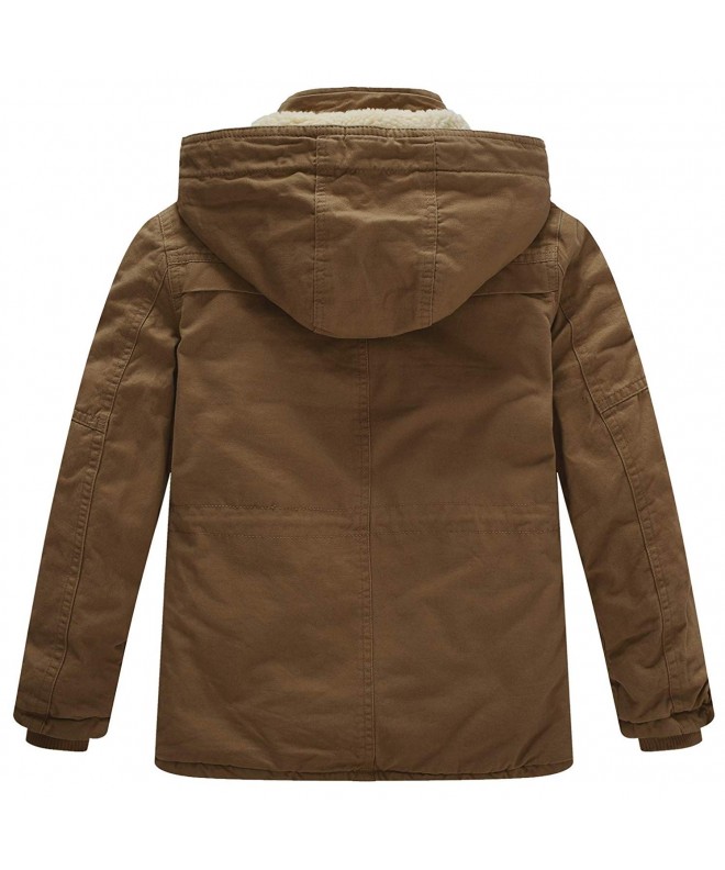 Boy's and Girl's Cotton Heavy Hooded Parka Coat - Brown - C018CG5H9NR