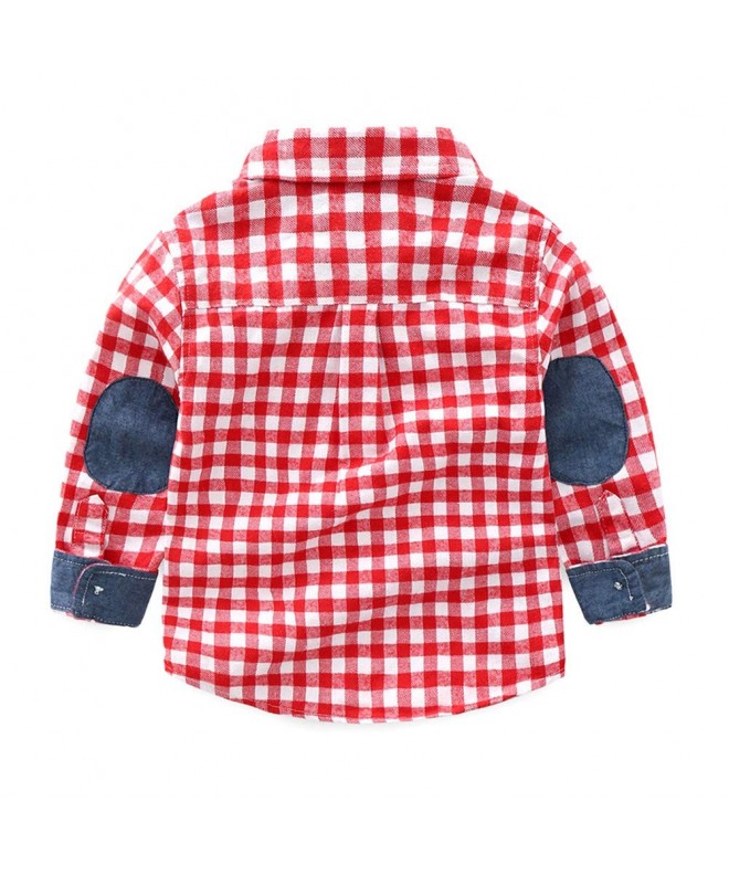 Boys Clothes Fall Autumn Solid Check Long Sleeves Denim Patchwork Shirt ...