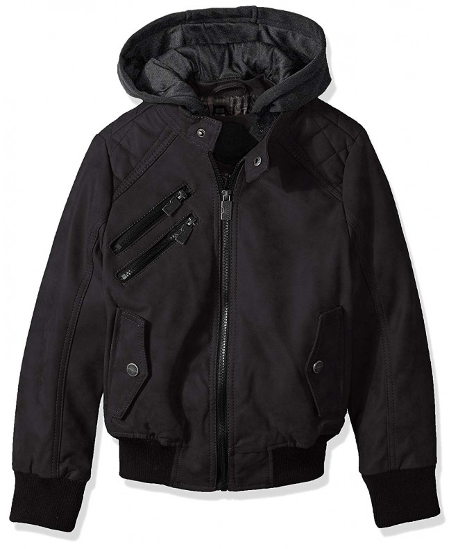 Boys' Pu Suede Faux Leather Jacket - Black - CM188NGARXL