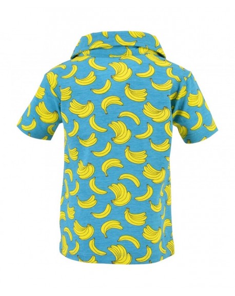 Boys Banana Print Collared Polo Shirt - Banana Blue - C218ECU9OQL