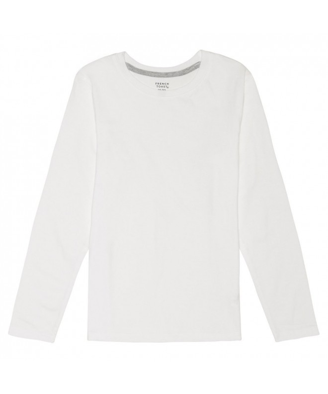 Boys' Long Sleeve Crewneck Tee T-Shirt - White - C311A0EALT1