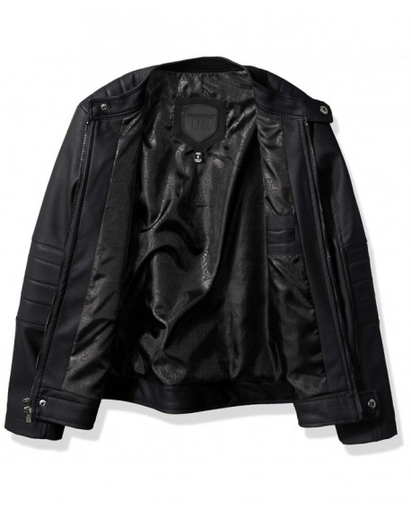 Boys' Texture Faux Leather Jacket - Black - CQ188NOX9SY