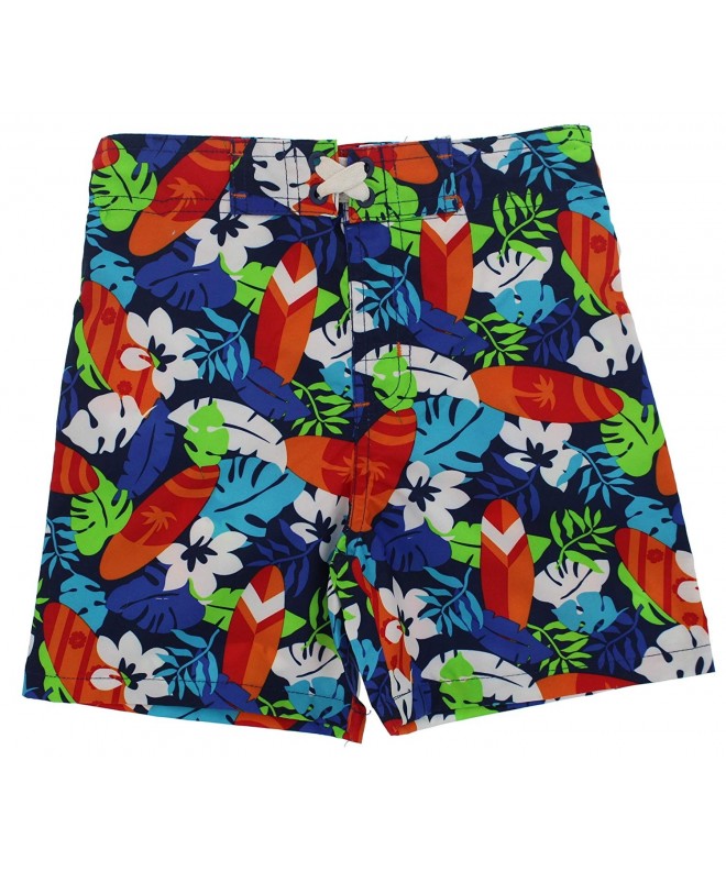 Toddler Boys UPF 50+ Swim Trunks - Tropical Surfboards - C117YGY9T9Y