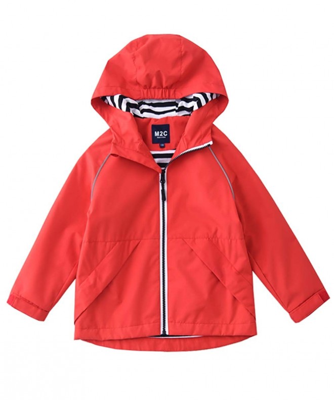 Boys & Girls Hooded Cotton Lined Waterproof Jackets - Red - CI18O5RI2U4
