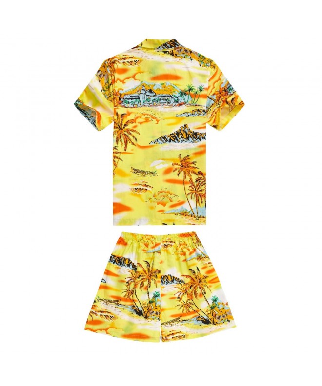 Boy Hawaiian Aloha Luau Shirt and Shorts 2 Piece Cabana Set in Yellow ...