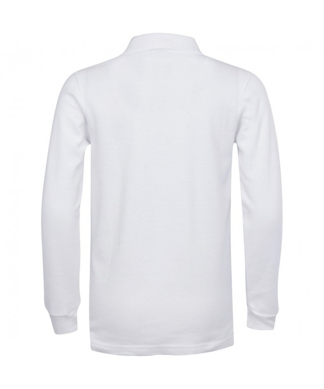 Boys School Uniform Long Sleeve Stain Guard Polo Shirt - White ...