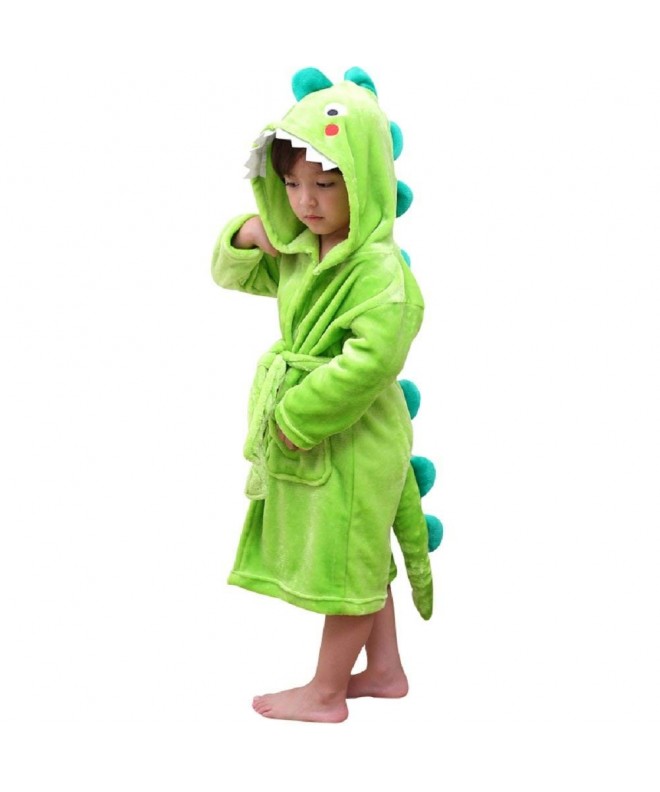 Kids Plush Hooded Bathrobe Dinosaur
