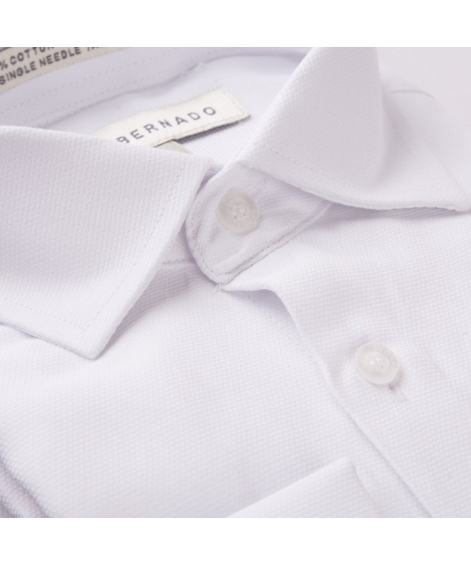 Boy's Slim Fit Long Sleeve Pique Design Dress Shirt White - White ...