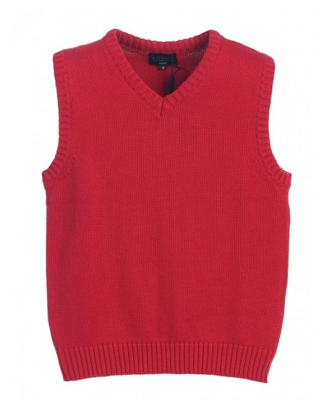 Boy's V-Neck Knitted Pullover Sweater Vest - 871 - Red - C712O9QP731