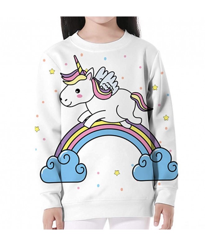 Girls Crewneck Cute Unicorn Print Sweatshirts Kids Galaxy Pullover 3-12 ...