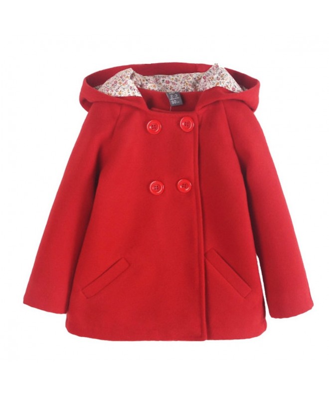Happy Cherry Hooded Overcoat Double Breasted
