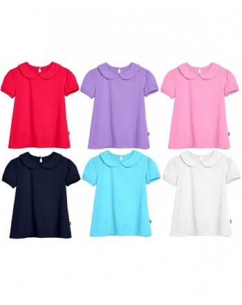 City Threads Girls Peter Pan Collar All-Cotton Polo Puff Sleeve Tee Tshirt Top for School /& Play