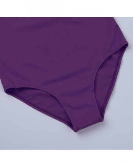 Spaghetti Shoulder Gymnastics Leotard - Dark Purple - C018ERHTQSH