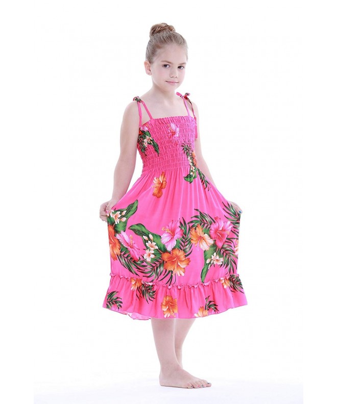 Girl Hot Pink Hawaiian Luau Dress in Various Styles - Hot Pink ...